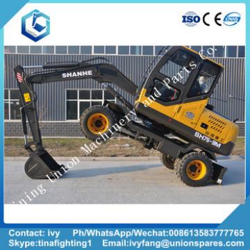 Chinese Cheap 7.5T mini Wheel Excavator for Sale SH75-9M