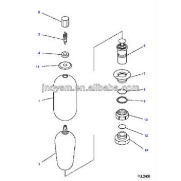 Accumulator for pc200-7, 20Y-970-6450, excavator hydraulic part, Excavator spare parts